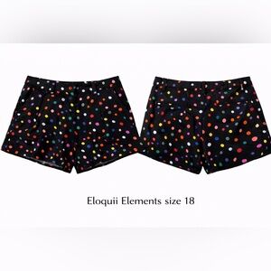 Eloquii Elements Plus Size 18 Black Polka Dot Flowy casual Shorts Pull on